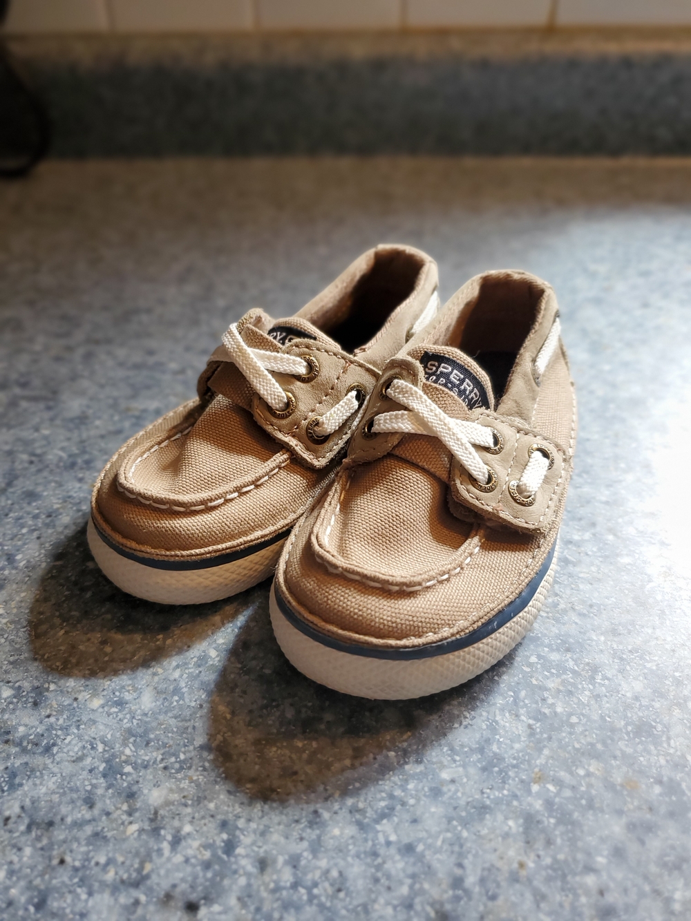 Sperry Tan Canvas Kids Boat Shoes